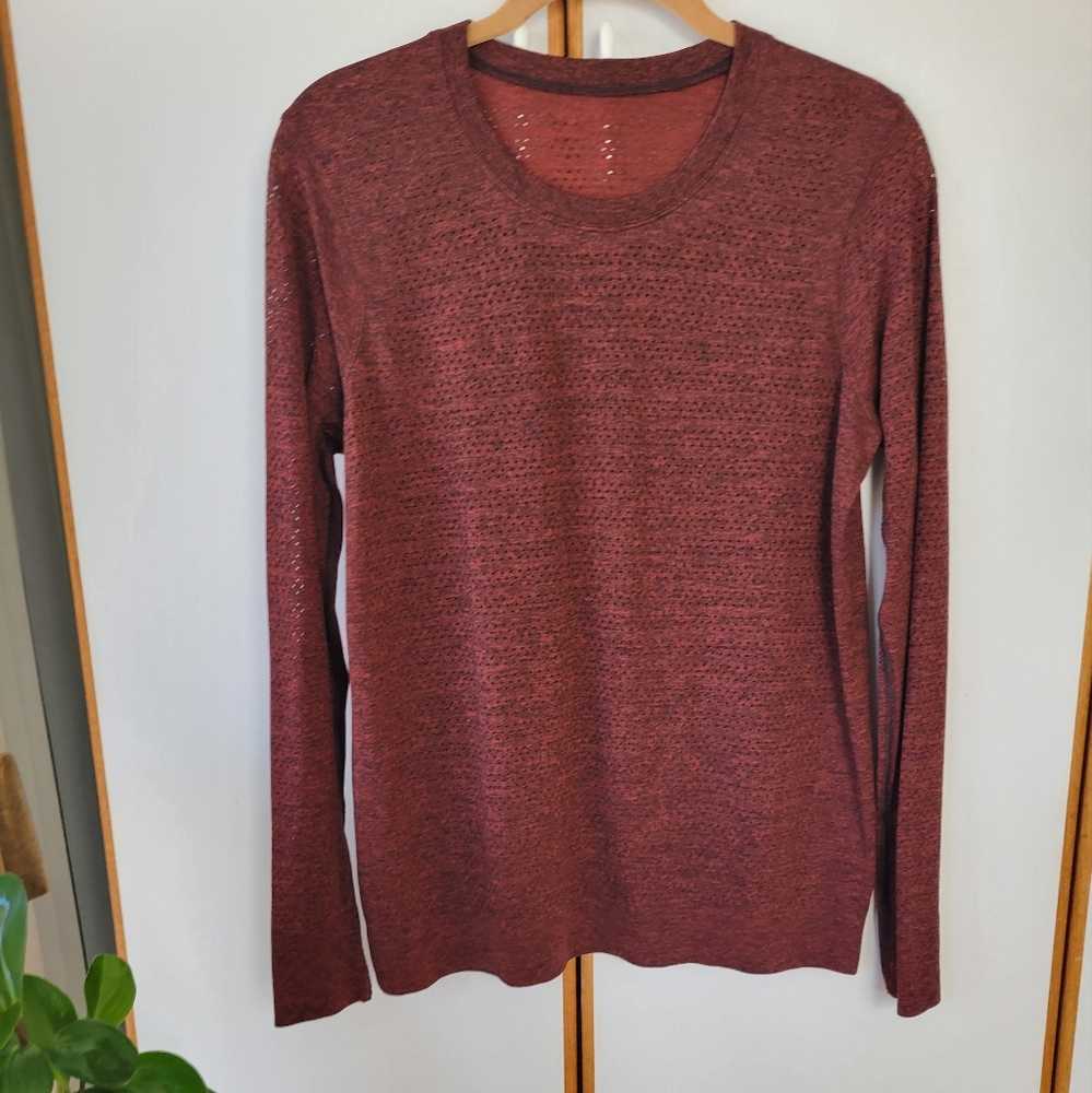Lululemon Breeze By Long Sleeve 8 Squad Dark Sport Red Black